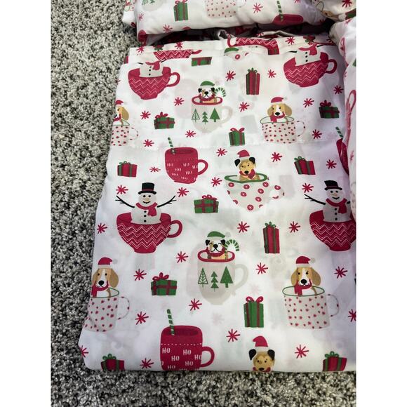 Christmas Holiday Puppy Dog Twin Sheets, White/Red, Soft Adorable 3 Piece - Picture 4 of 6